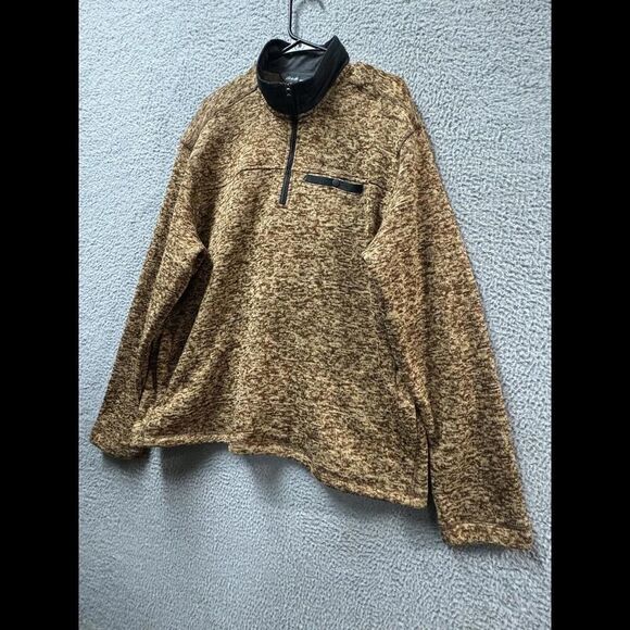 Eddie Bauer Sweatshirt Mens Extra Large Brown 1/4 Zip Pullover Fleece Mock Neck - Picture 11 of 12